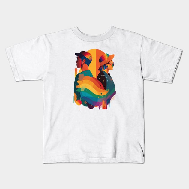 Love in Color: A Rainbow Romance Kids T-Shirt by zoocostudio